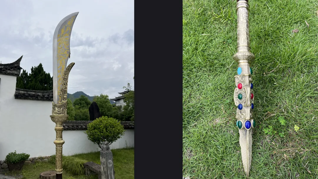 千层钢刀身祥瑞纹样描金